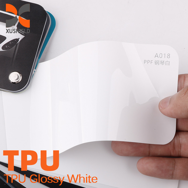 1.52x15m TPU Bianco lucido Vinile Bollina d'aria Libera di avvolgimento Glossoso Grigio cielo Protezione Vernice Smart Tint PPF Auto Color Changing Film TPU tph PPF colore